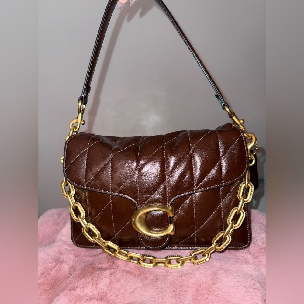 Coach Quilted Glazed Leather Chain Tabby